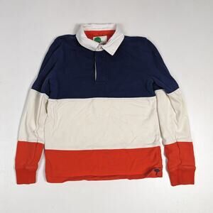 Boden Polo Rugby Shirt Boys sz 9-10y Navy Colorblock Long Sleeve Preppy